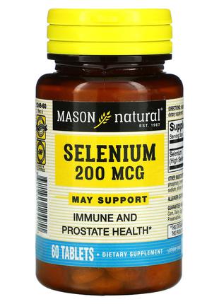 Селен 200 мкг, Selenium, Mason Natural, 60 таблеток