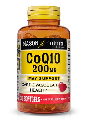 Коэнзим Q10 200 мг, Co Q10, Mason Natural, 30 гелевых капсул