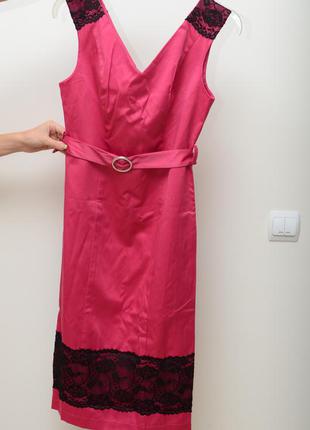 Яркое розовое платье 34р. польша