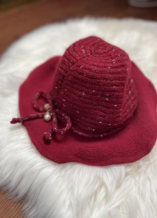 Нереальной красоты ангоровая шляпа винного цвета очень красивая