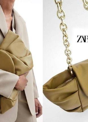 Zara вместительная сумка клатч 24 x 47 x 16 см из натуральной ...