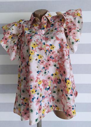 Стильная рубашка блуза в цветочный принт италия
