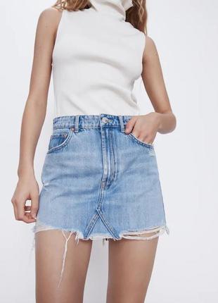 Zara джинсовая мини юбка   l