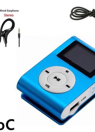 Мини MP3 плеер алюминиевый клипса + вакуумные наушники + USB п...