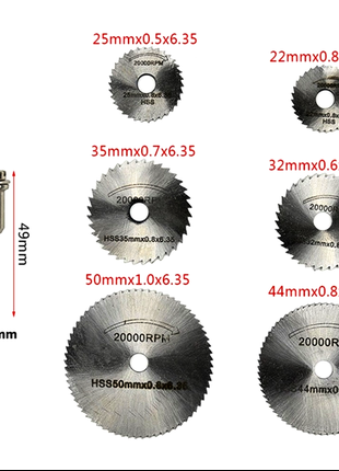 Набор дисковых пил 6 шт. 22-50 мм HSS