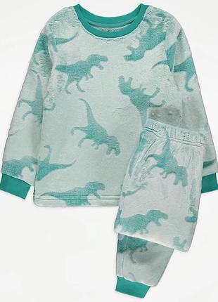 Пижама плюшевая флис для мальчика динозавр 211001