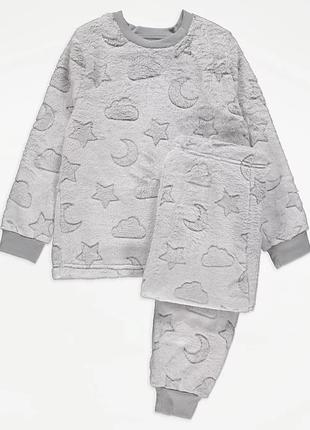 Пижама детская теплая плюшевая флис 211002