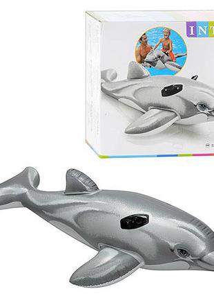 Плотик детский для плавания Intex дельфин 175-66см с ручками д...