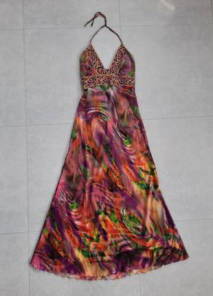 Шелковое платье в пол xs-s, 34-36