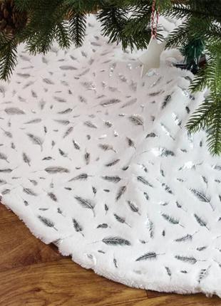 Белый коврик под елку  - диаметр 90см, текстиль
