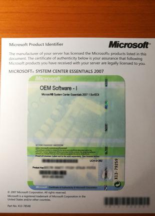 Microsoft System Center Essentials 2007 OEM License 1Srv