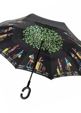 Зонт Lesko Up-Brella Picasso обратного сложения отличный дизай...