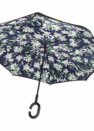 Зонт наоборот Lesko Up-Brella Лилии механический анти-зонт ант...