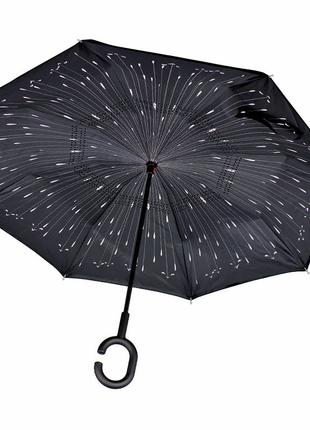 Зонт наоборот Lesko Up-Brella Метеоритный дождь с рисунком вет...