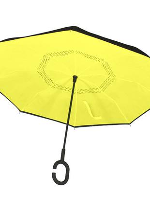 Жіноча парасолька навпаки Lesko Up-Brella Жовтий вітрозахисний...
