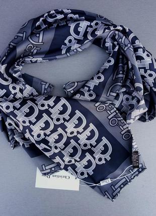 Christian dior хустка, шарф жіночий шовковий синій