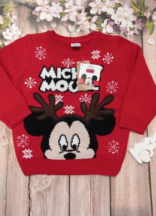 Новогодний вязанный свитер mickey mouse микки маус