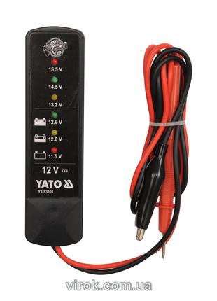 Тестер напруги акумуляторів YATO, до 12 В [12/72] YT-83101