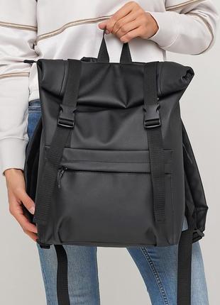 Вместительный женский рюкзак ролл чёрный