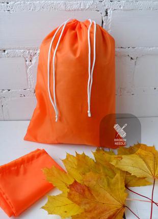 Эко мешок из плащевки оранжевый, эко торбочка, мешок для проду...