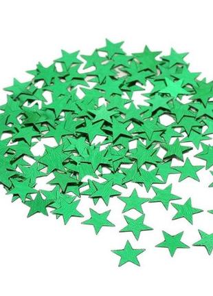 Зеленый конфетти "звездочки" - 10г, размер одной звездочки 1см...