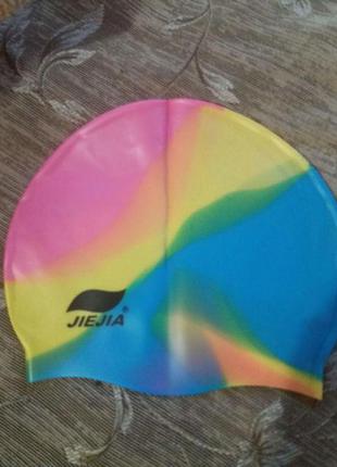 Шапочка для купания разноцветная силиконовая - размер универса...