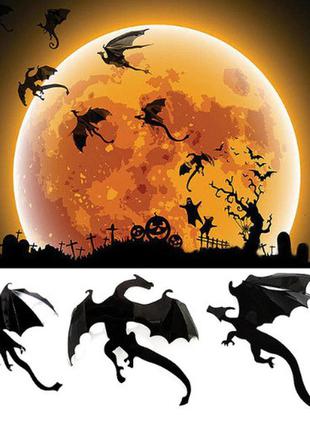 Декор для хэллоуин - 3d драконы, пластик, в наборе 7 драконов ...