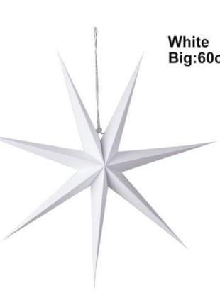 Гирлянда звезда шестиконечная белая - диаметр 60см, картон
