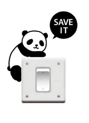 Наклейка на выключатель "панда" - 9*8см