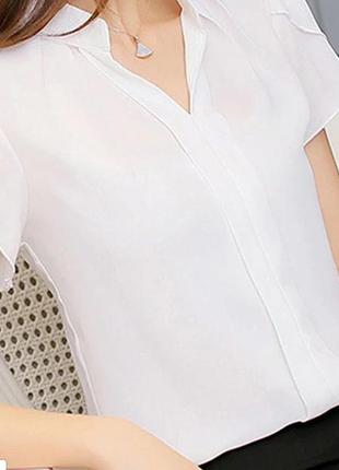 Женская белая блузка с коротким рукавом, шифон, полиэстер