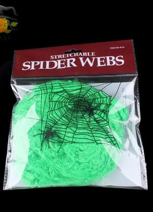 Искусственная паутина на хэллоуин зеленая - размер упаковки 11...