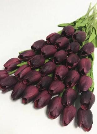 Искусственные тюльпаны цвет бордовый + фиолетовый - 5 штук, на...