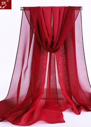 Женский бордовый шифоновый шарфик  - размер шарфа 150*50см, шифон