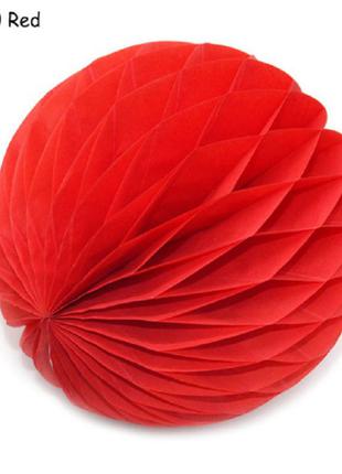 Бумажный красный шар "соты" - диаметр 25см