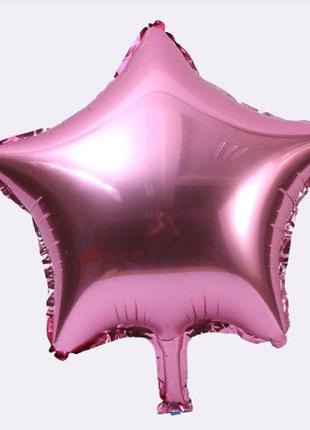Фольгированный розовый шарик звезда - 20см (без гелия)