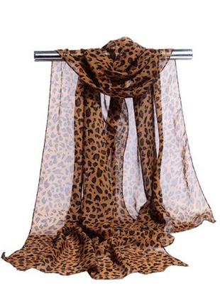 Шарф с леопардовым принтом - размер шарфа 160*48см, шифон
