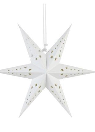 Гирлянда 3d белая звезда шестиконечная - диаметр 30см, картон