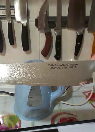 Нож Дамаск Премиум 67 слоев. Cталь VG10 (27см лезвие). HRC 62+-1