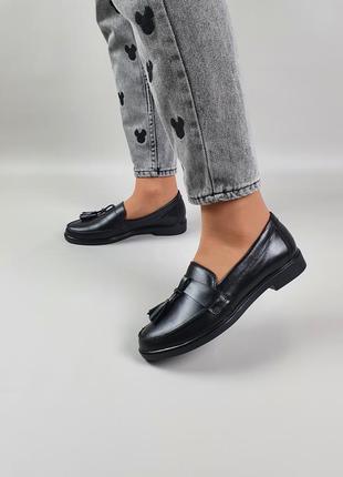 Женские туфли кожаные черные