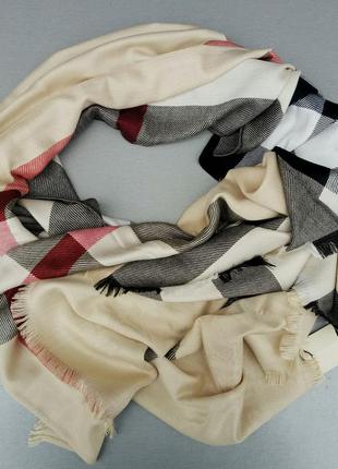 Burberry шарф женский кашемировый тонкий бежево серый