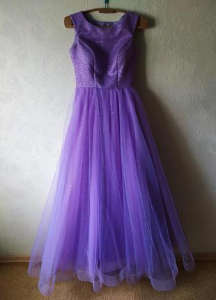 Платье выпускное/вечернее фиолетовое, сиреневое, пышное, длинное