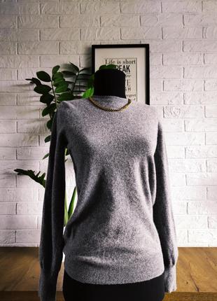 Свитер пуловер бренд benetton ,серый, шерсть мериноса р.xs,s,m,36