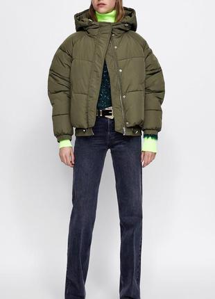 Оверсайз пуффер, дутик, куртка с капюшоном от zara