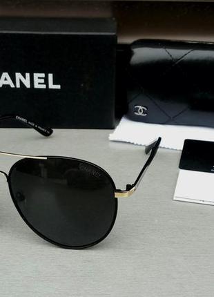 Chanel очки капли унисекс солнцезащитные черные с золотом поля...