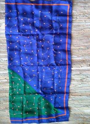 Восхитительный платок из натурального шёлка синий зеленый
