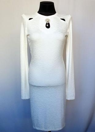 Суперцена. стильное белое платье с брошкой. новое, р. 42-44