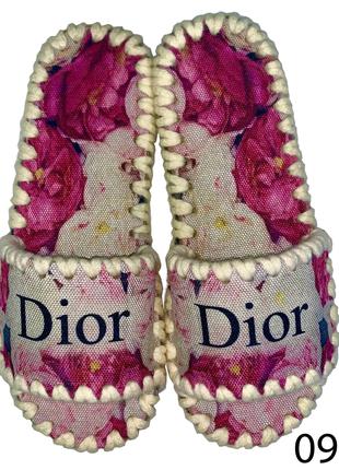 Жіночі фетрові капці ручної роботи «Christian Dior» Тапки Кріс...