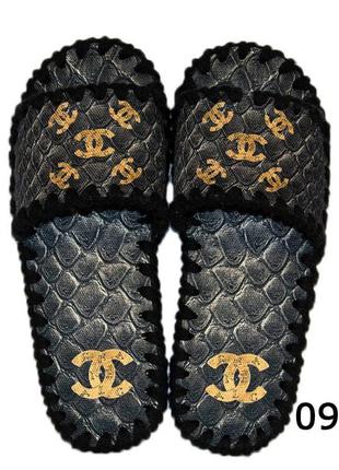 Женские фетровые тапочки ручной работы «Chanel» Тапки Шанель р...