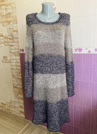 Теплое вязаное итальянское платье длинный свитер