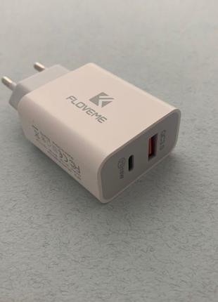 Зарядное БЫСТРОЕ 18W на 2-USB Type-C PD 3.0 quick charge FLOVE...